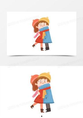 冬天拥抱的图片,冬日暖阳下的温馨拥抱